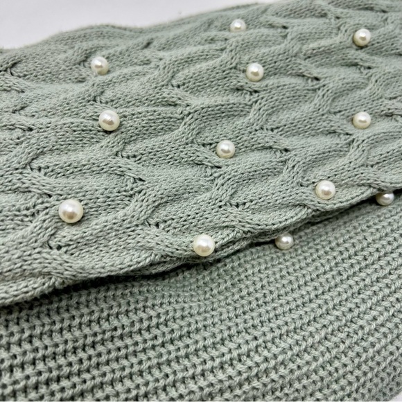 Jessica Simpson sage green button down sweater with pearls appliqué - Picture 4 of 12